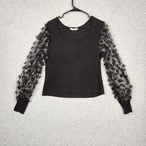 No Boundaries Sweater Womens 2XL Sheer Floral Mesh Sleeve Fairy Grunge Whimsical